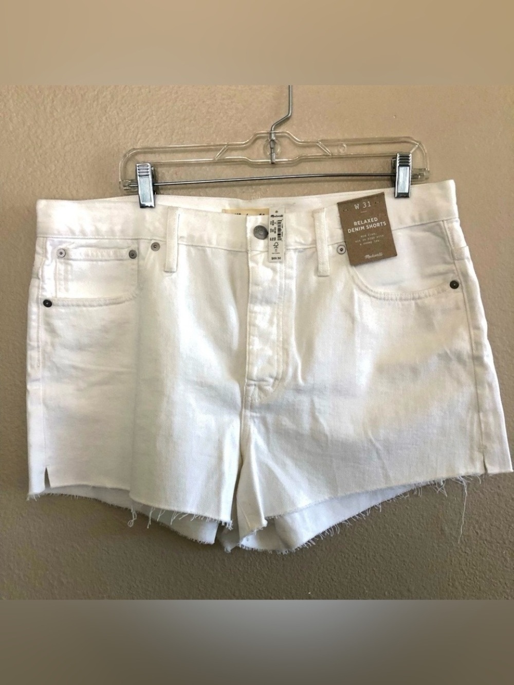 Madewell Relaxed Denim Button Fly Raw Hem Denim Shorts Size 31